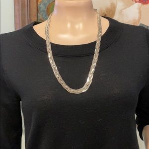 Vintage Braided Silvertone Serpentine Necklace.